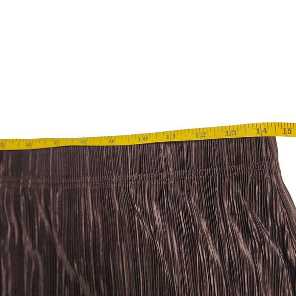 BonWorth Womens Vintage Pleated Slinky Midi Skirt Size Small Petite Brown A Line - Picture 10 of 11